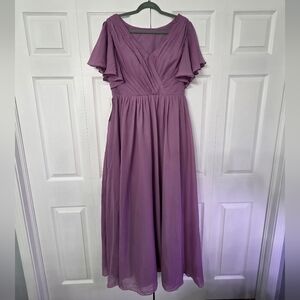 Purple V Neck Women's Dress